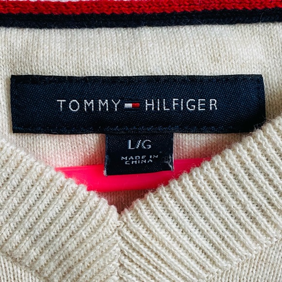 Tommy Hilfiger Mens Sweater in Cream Color.  Size Large.  EUC - Picture 2 of 10